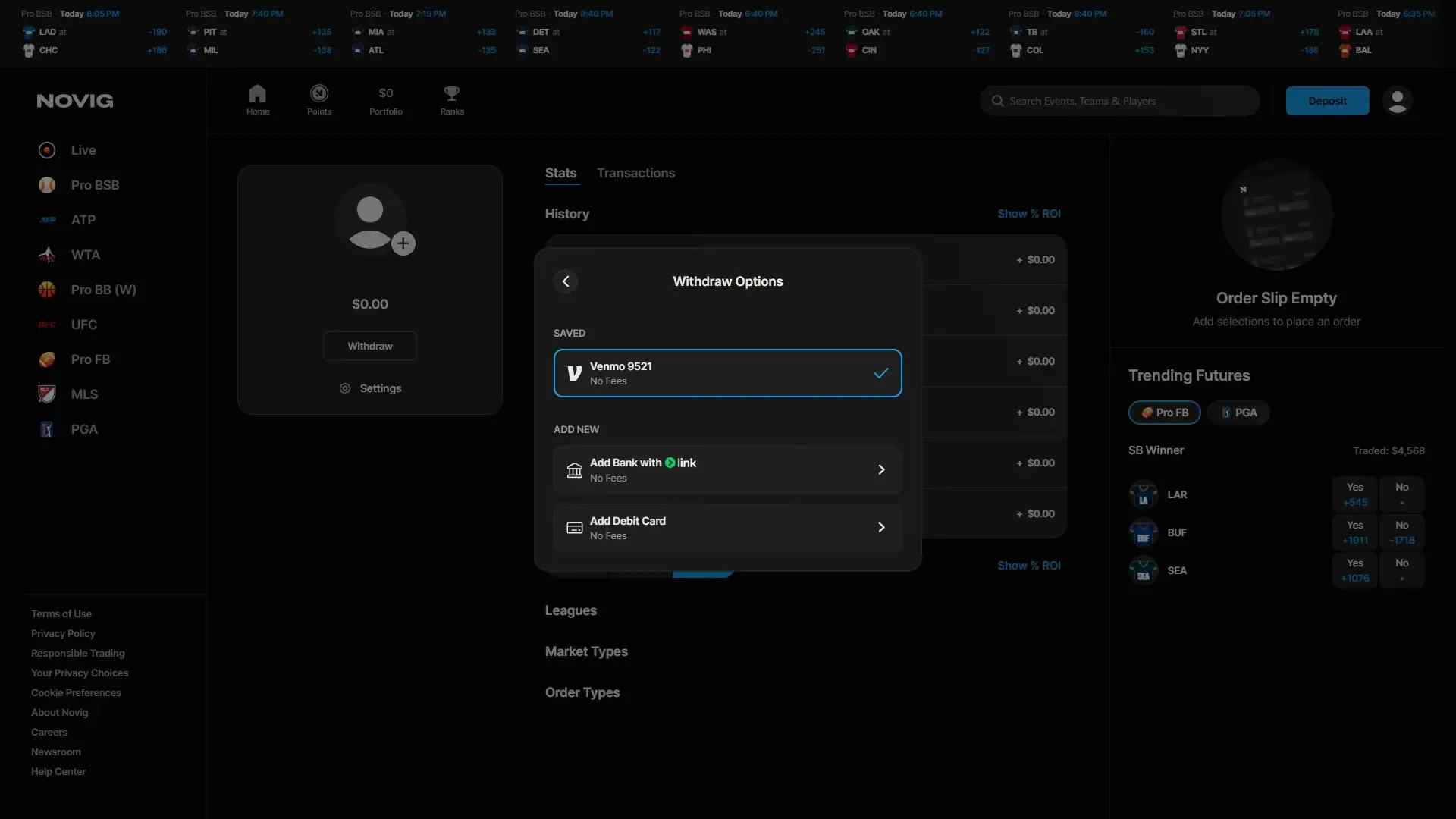 Withdraw earnings 